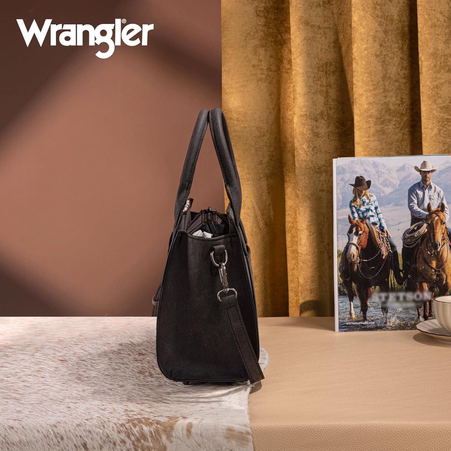 imageMontana West Wrangler Aztec Tote Bag for Women Western Shoulder Purse Top Handle HandbagM Black