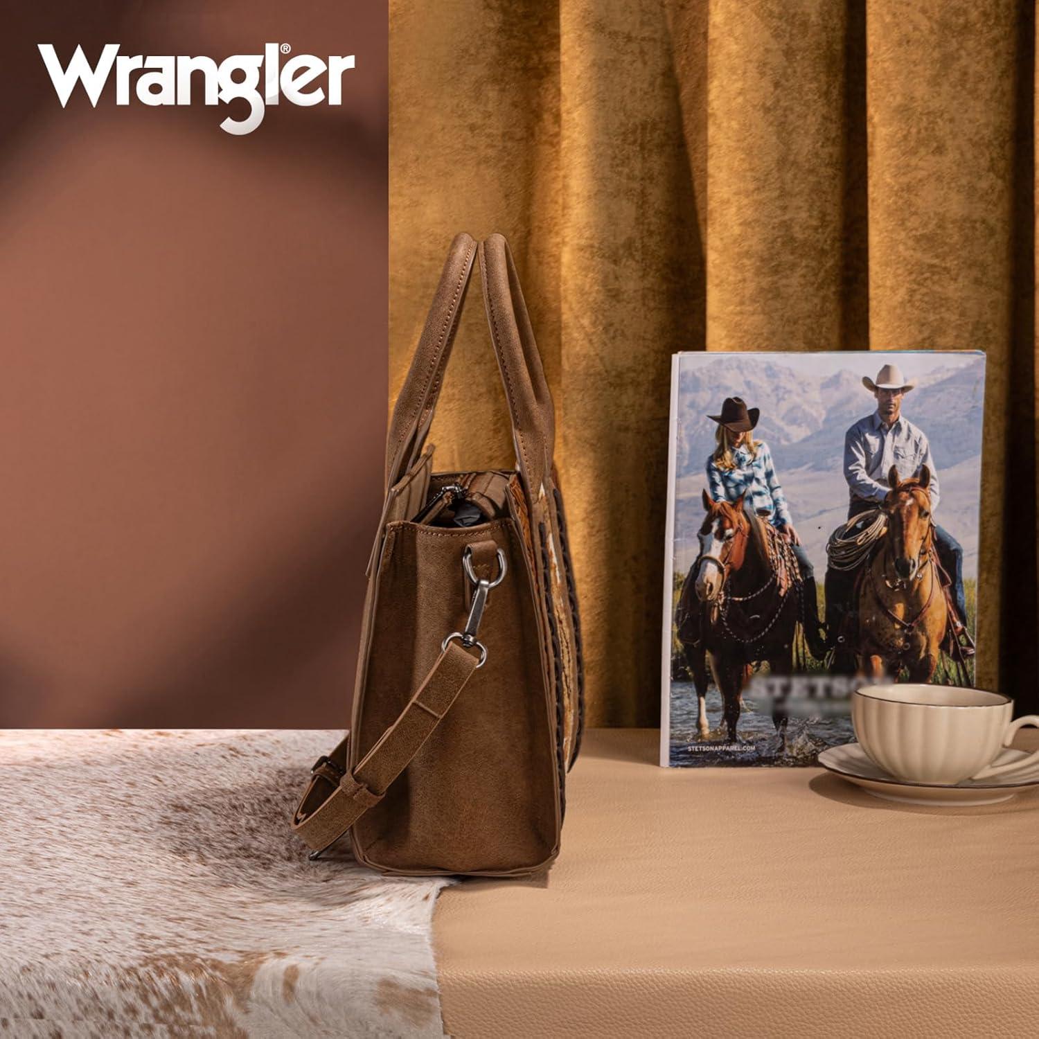 imageMontana West Wrangler Aztec Tote Bag for Women Western Shoulder Purse Top Handle HandbagM Brown