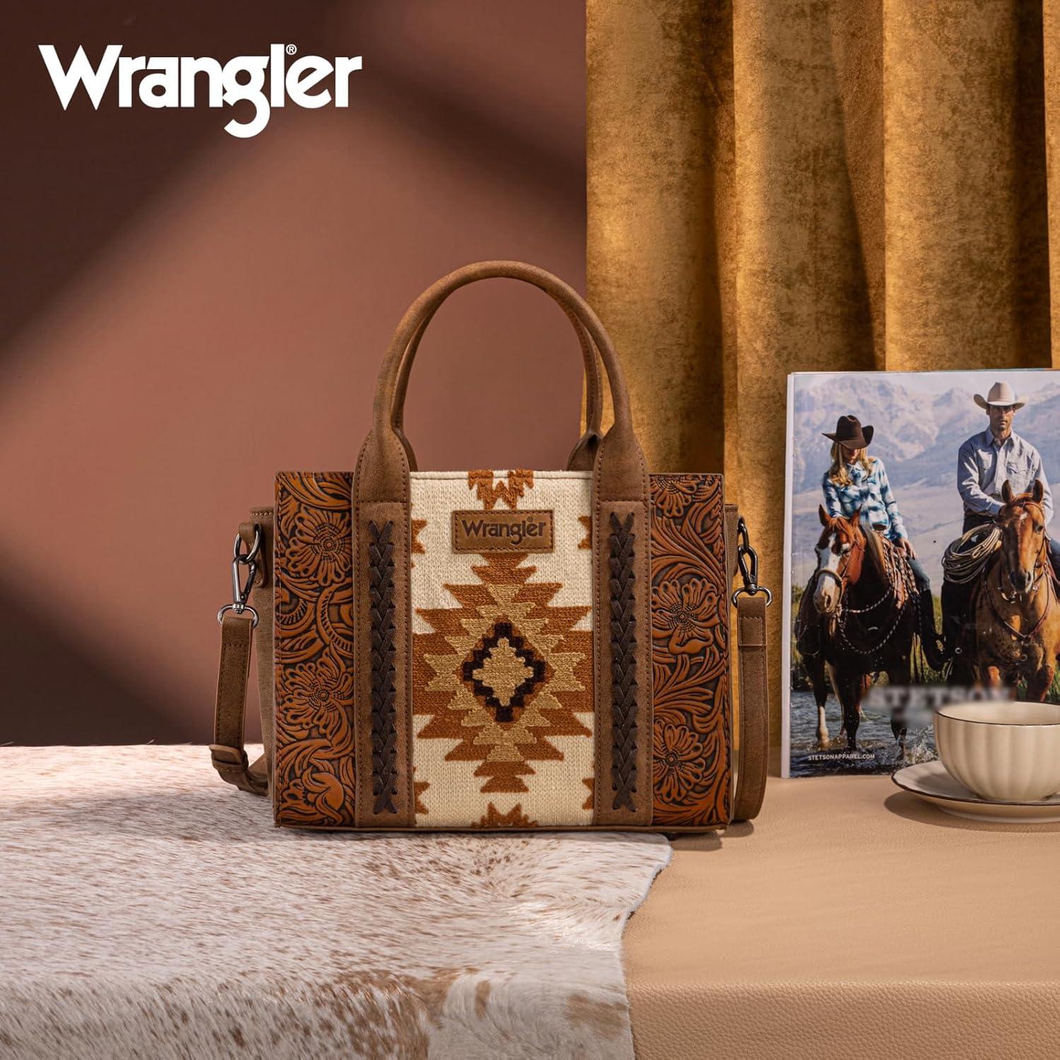 imageMontana West Wrangler Aztec Tote Bag for Women Western Shoulder Purse Top Handle HandbagM Brown