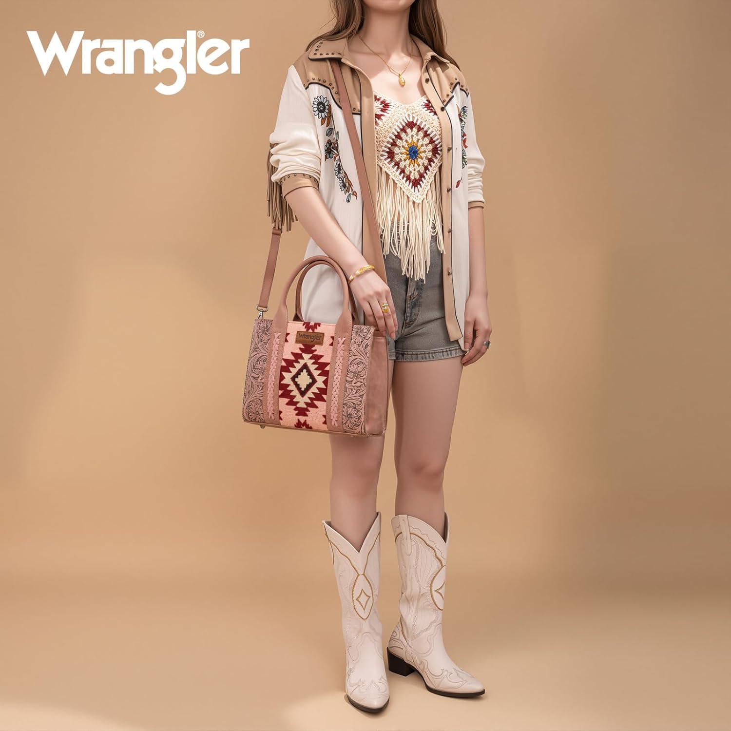 imageMontana West Wrangler Aztec Tote Bag for Women Western Shoulder Purse Top Handle HandbagM Deep Pink