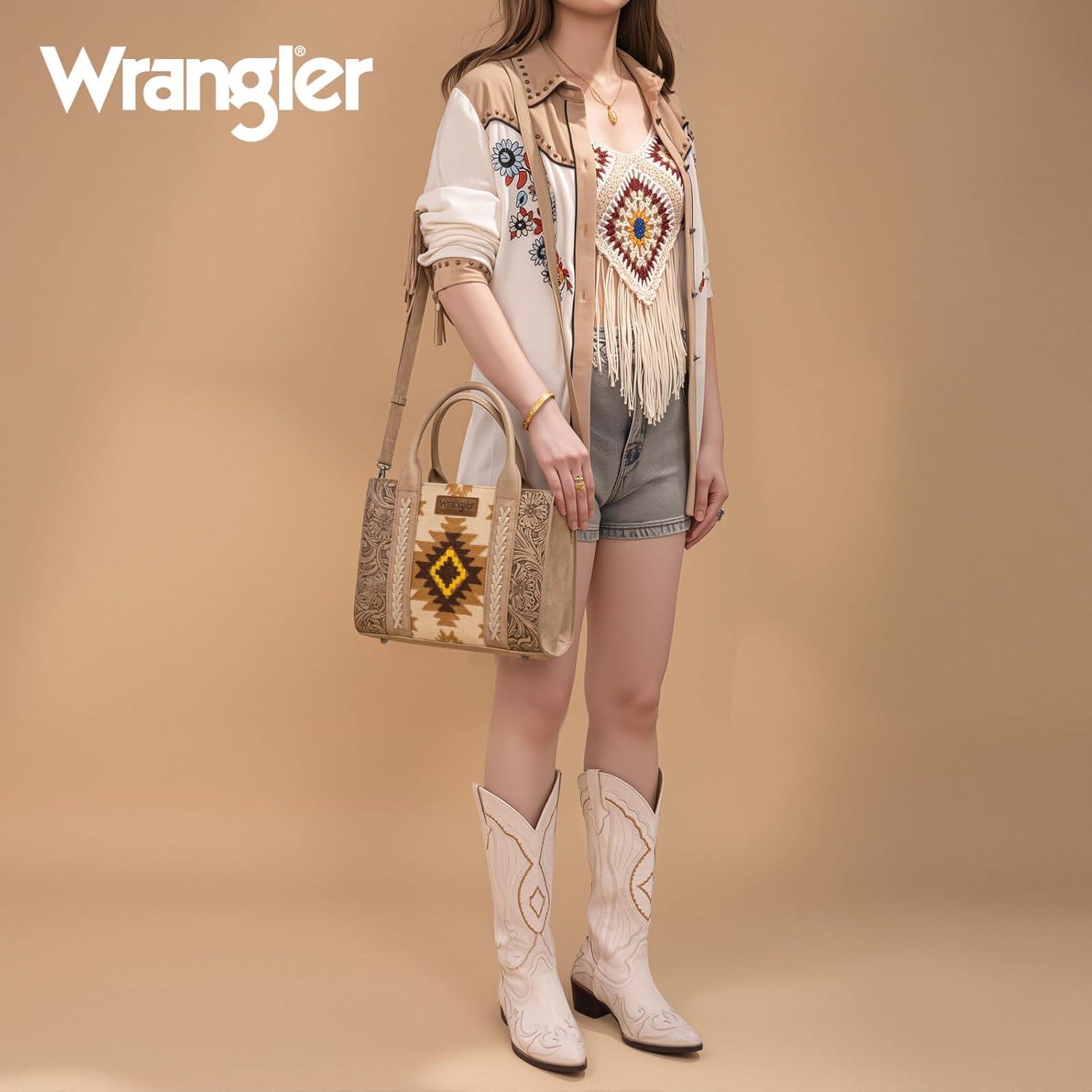 imageMontana West Wrangler Aztec Tote Bag for Women Western Shoulder Purse Top Handle HandbagM Tan