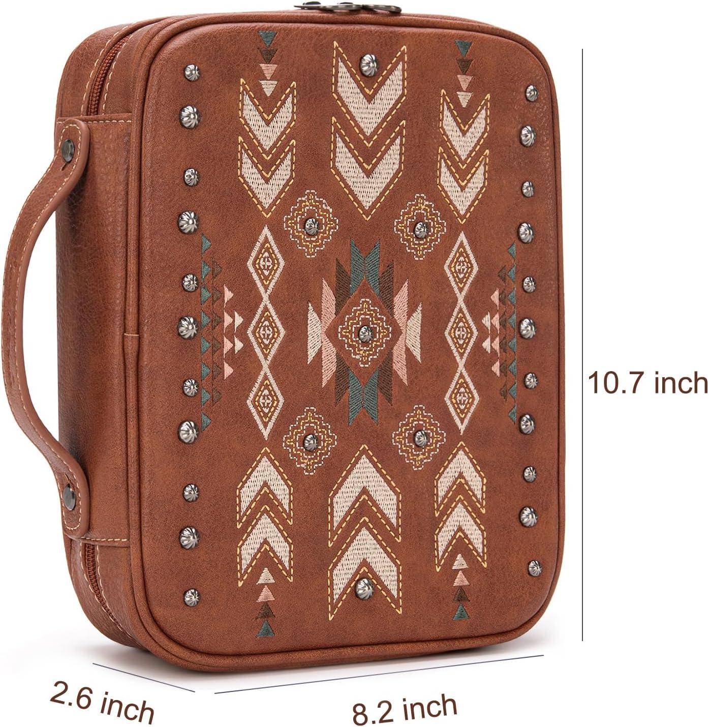 imageMontana West Western Style Embroidered Bible Covers for Women Men Book Carrying Case Church Bag Outdoor Bible ProtectiveBrown Embroide