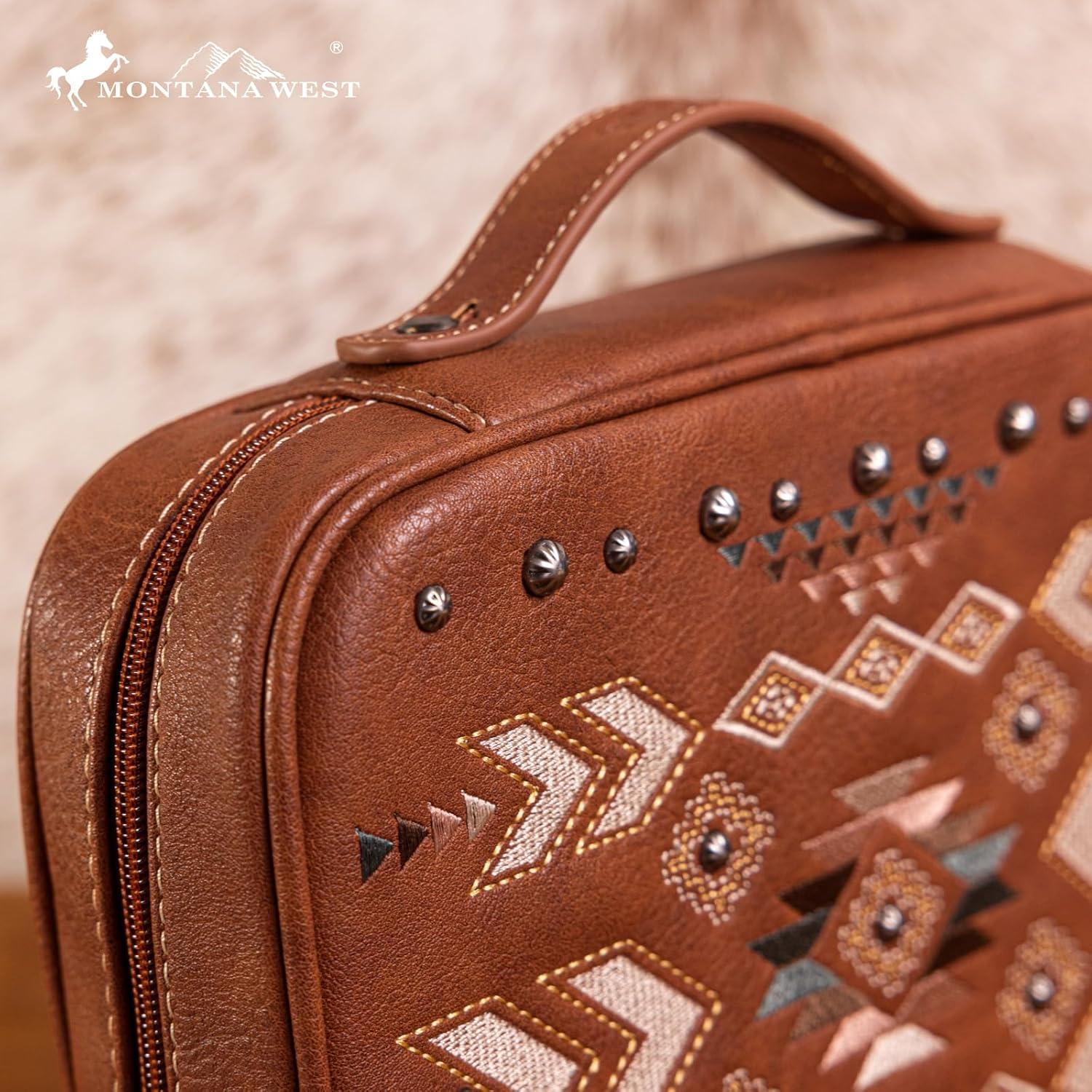 imageMontana West Western Style Embroidered Bible Covers for Women Men Book Carrying Case Church Bag Outdoor Bible ProtectiveBrown Embroide