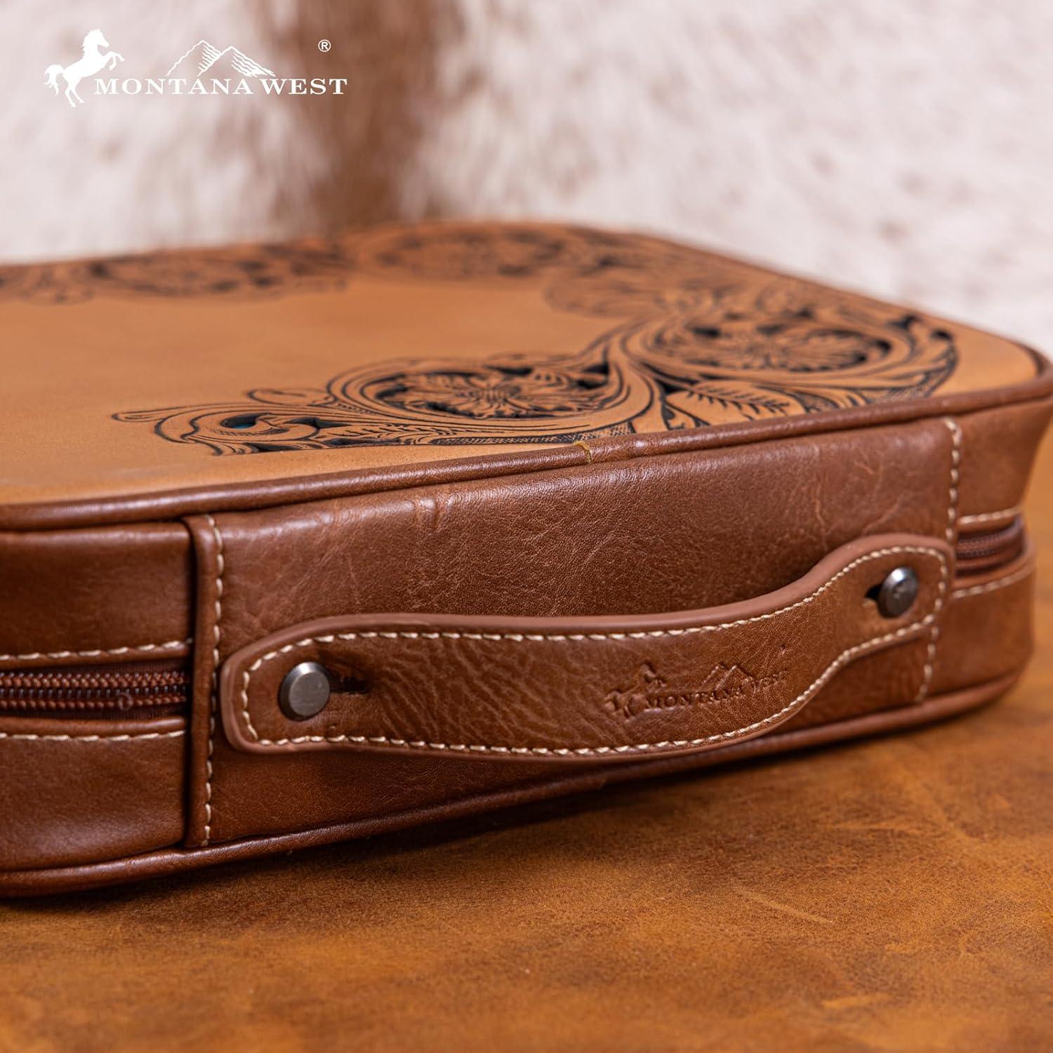 imageMontana West Western Style Embroidered Bible Covers for Women Men Book Carrying Case Church Bag Outdoor Bible ProtectiveBrown Leather Print