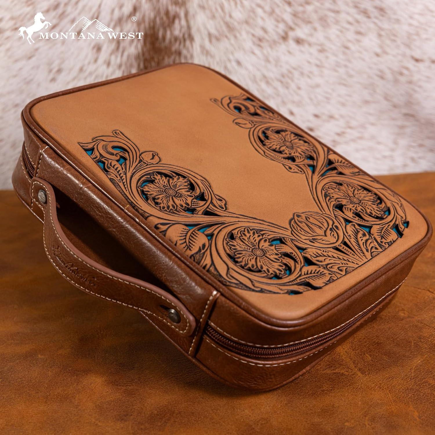 imageMontana West Western Style Embroidered Bible Covers for Women Men Book Carrying Case Church Bag Outdoor Bible ProtectiveBrown Leather Print