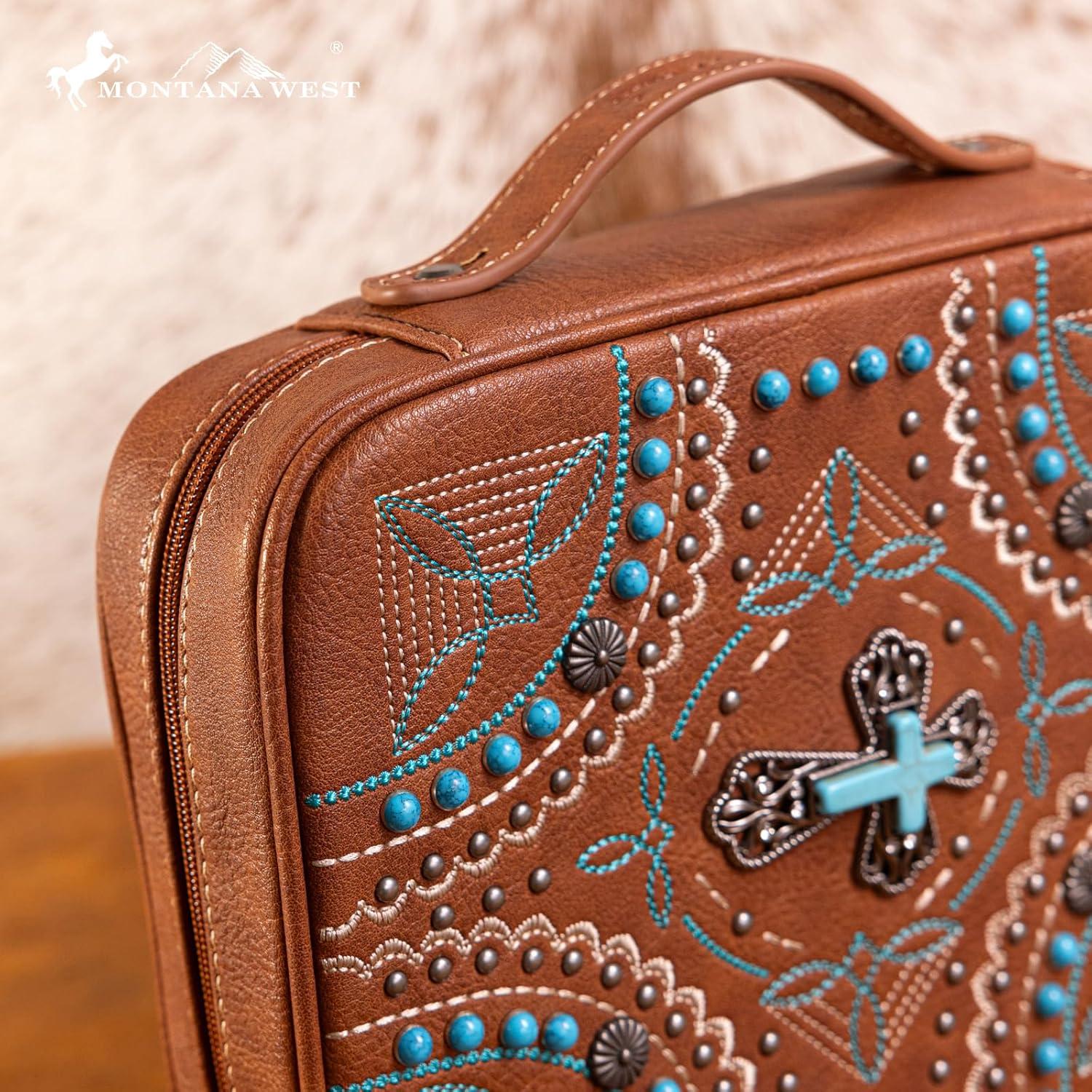 imageMontana West Western Style Embroidered Bible Covers for Women Men Book Carrying Case Church Bag Outdoor Bible ProtectiveElegant Style