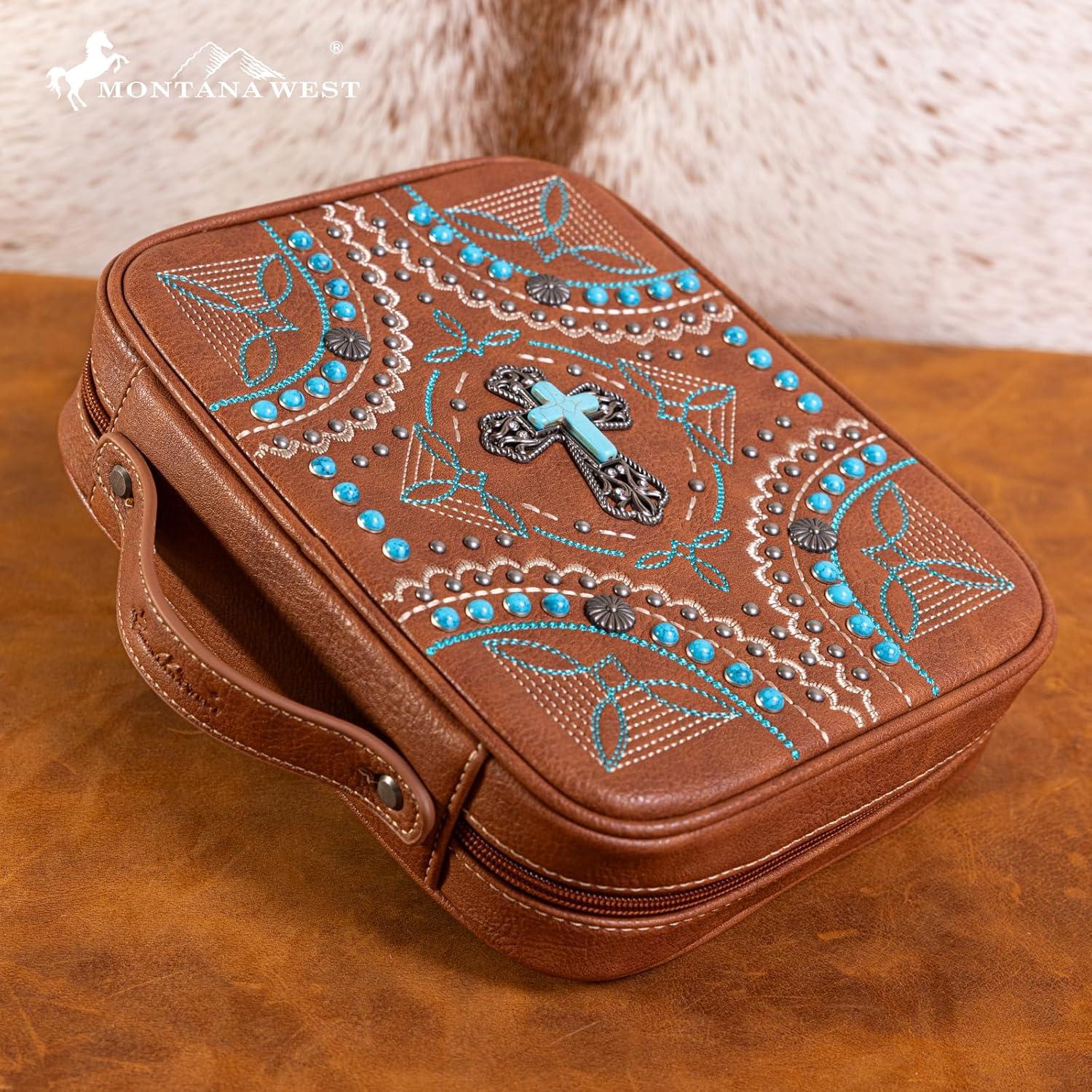imageMontana West Western Style Embroidered Bible Covers for Women Men Book Carrying Case Church Bag Outdoor Bible ProtectiveElegant Style