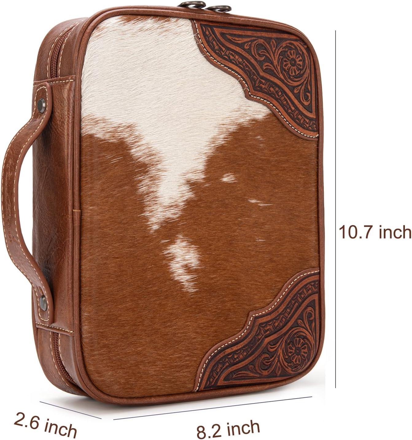 imageMontana West Western Style Embroidered Bible Covers for Women Men Book Carrying Case Church Bag Outdoor Bible ProtectiveHorsehair Brown