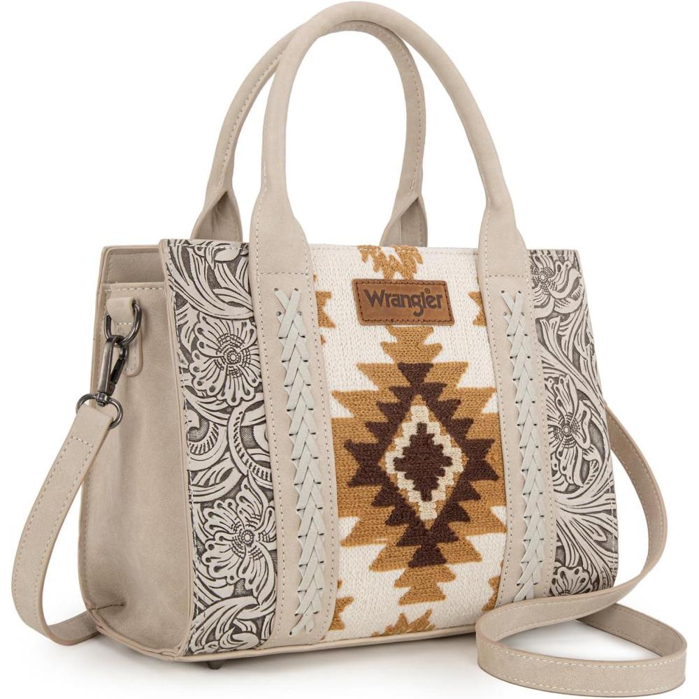 imageMontana West Wrangler Aztec Tote Bag for Women Western Shoulder Purse Top Handle HandbagM Beige