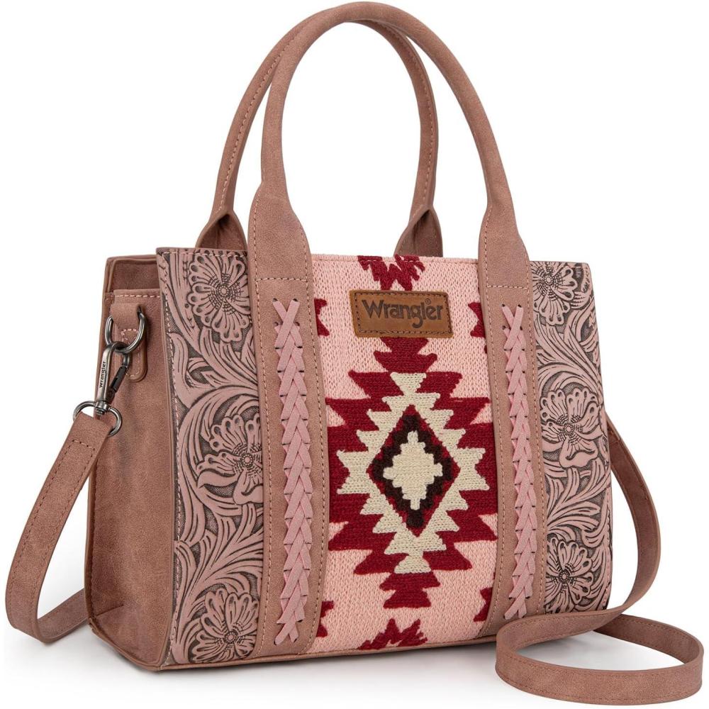 imageMontana West Wrangler Aztec Tote Bag for Women Western Shoulder Purse Top Handle HandbagM Deep Pink