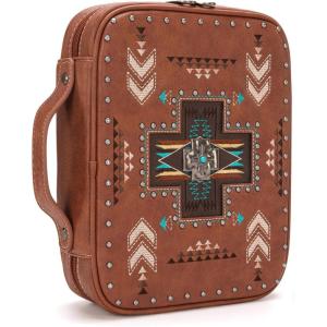 Montana West Western Style Embroidered Bible Covers for Women Men Book Carrying Case Church Bag Outdoor Bible Protective(Boho Style)