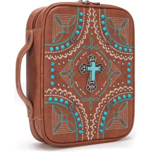 Montana West Western Style Embroidered Bible Covers for Women Men Book Carrying Case Church Bag Outdoor Bible Protective(Elegant Style)