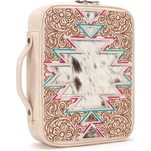 Montana West Western Style Embroidered Bible Covers for Women Men Book Carrying Case Church Bag Outdoor Bible Protective(Tan Aztec)