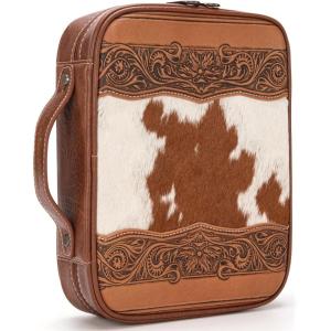 Montana West Western Style Embroidered Bible Covers for Women Men Book Carrying Case Church Bag Outdoor Bible Protective(Tooling Brown)