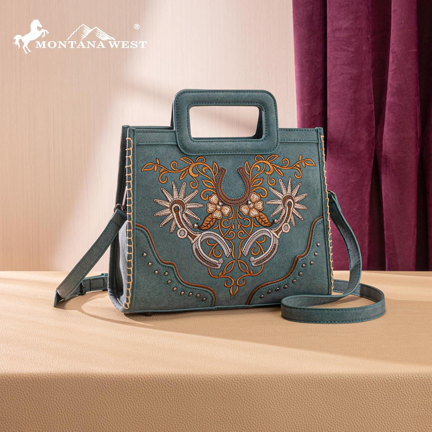 imageMontana West Western Embroidery Crossbody Bags for Women Top Handle Crossbody PurseTurquoise
