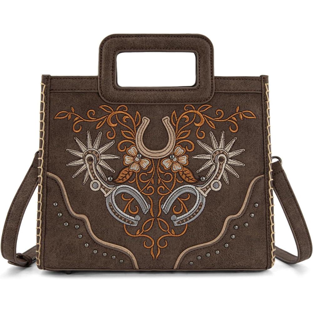 imageMontana West Western Embroidery Crossbody Bags for Women Top Handle Crossbody PurseCoffee