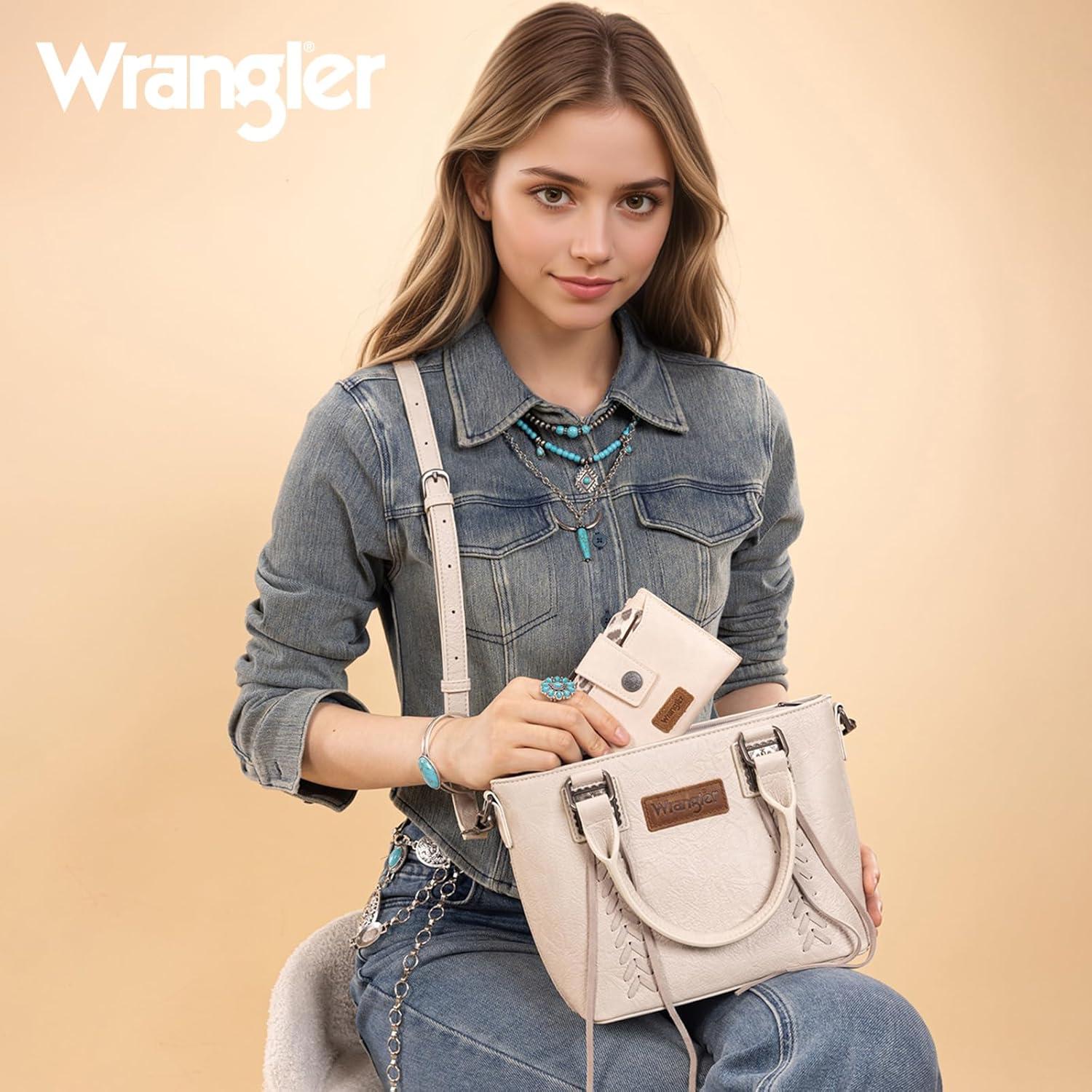 imageMontana West X Wrangler Small Wallets for Women Bifold RFID Blocking Wallets Compact Leopard Print Wallet with Removable ID WindowABeige