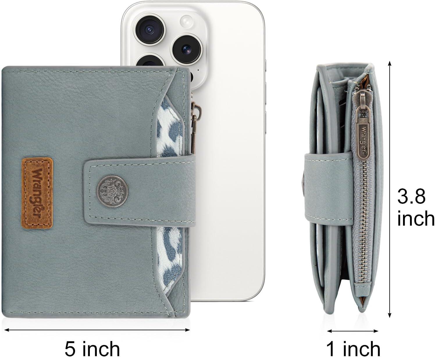 imageMontana West X Wrangler Small Wallets for Women Bifold RFID Blocking Wallets Compact Leopard Print Wallet with Removable ID WindowAJean