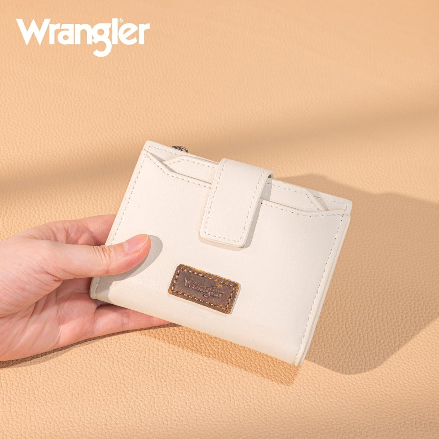 imageMontana West X Wrangler Small Wallets for Women Bifold RFID Blocking Wallets Compact Leopard Print Wallet with Removable ID WindowBeige