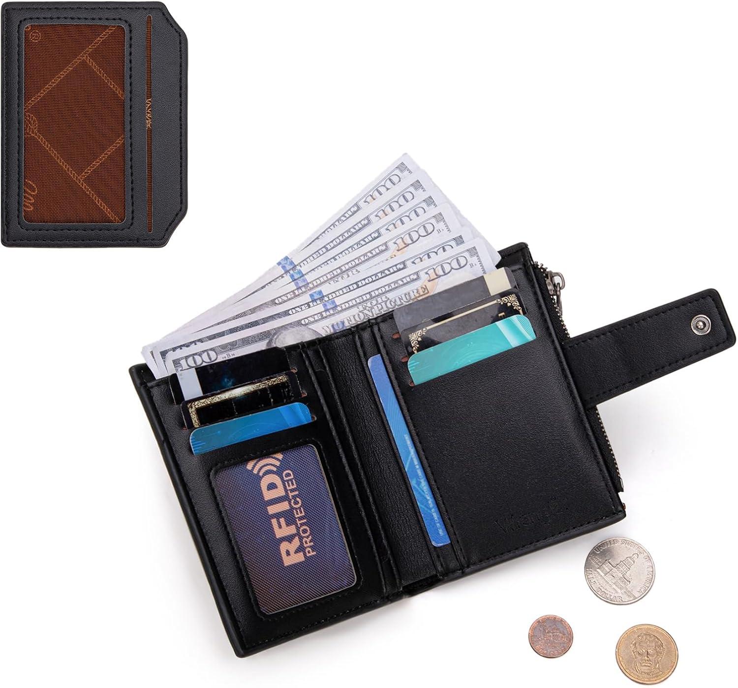 imageMontana West X Wrangler Small Wallets for Women Bifold RFID Blocking Wallets Compact Leopard Print Wallet with Removable ID WindowBlack