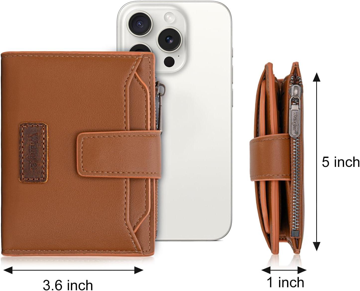 imageMontana West X Wrangler Small Wallets for Women Bifold RFID Blocking Wallets Compact Leopard Print Wallet with Removable ID WindowBrown