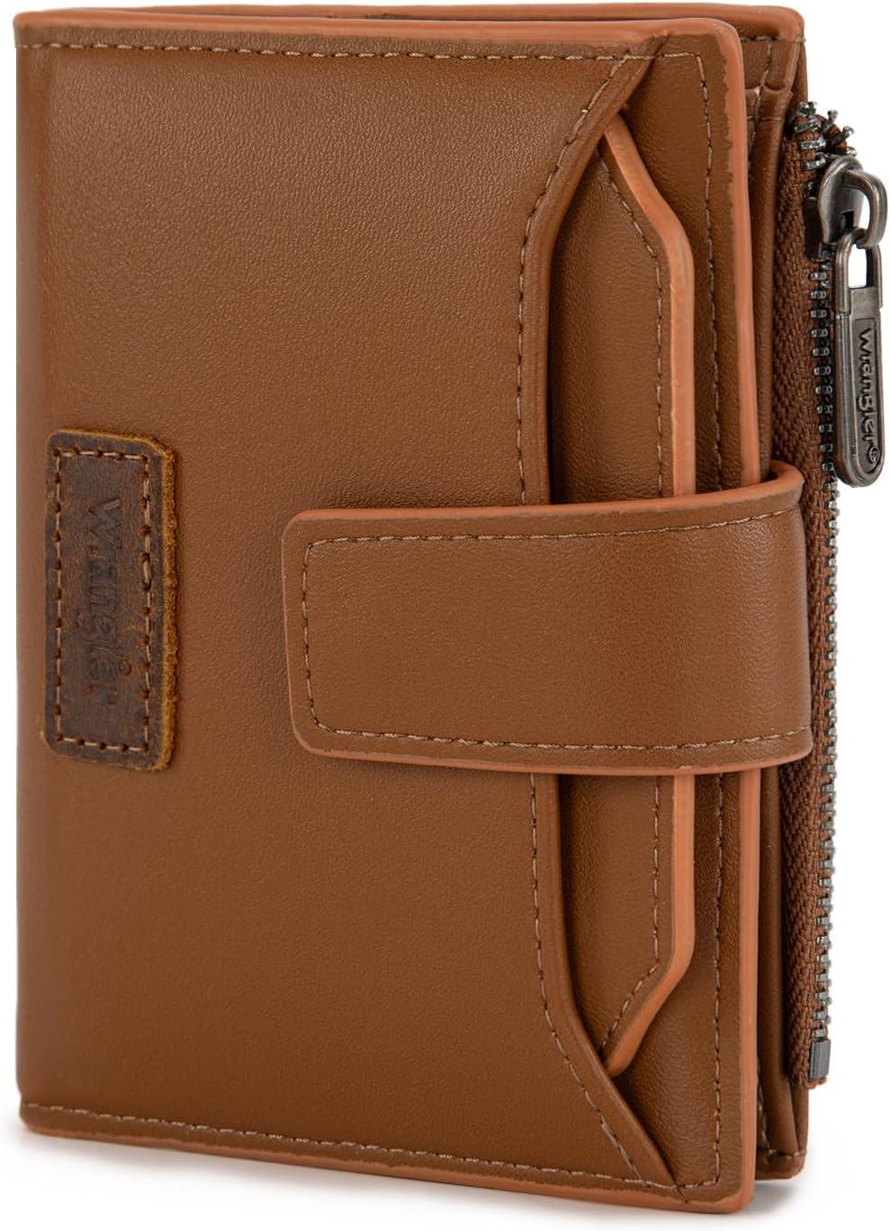 imageMontana West X Wrangler Small Wallets for Women Bifold RFID Blocking Wallets Compact Leopard Print Wallet with Removable ID WindowBrown