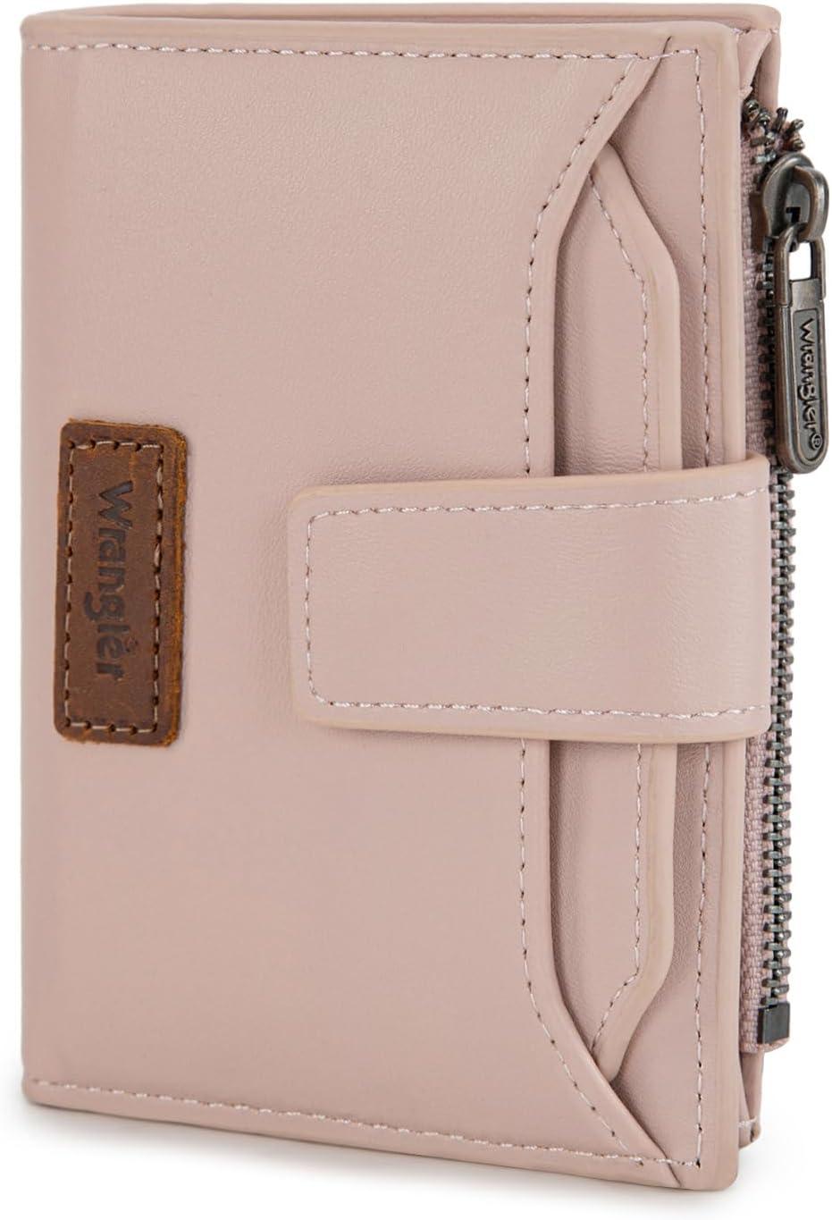 imageMontana West X Wrangler Small Wallets for Women Bifold RFID Blocking Wallets Compact Leopard Print Wallet with Removable ID WindowPink
