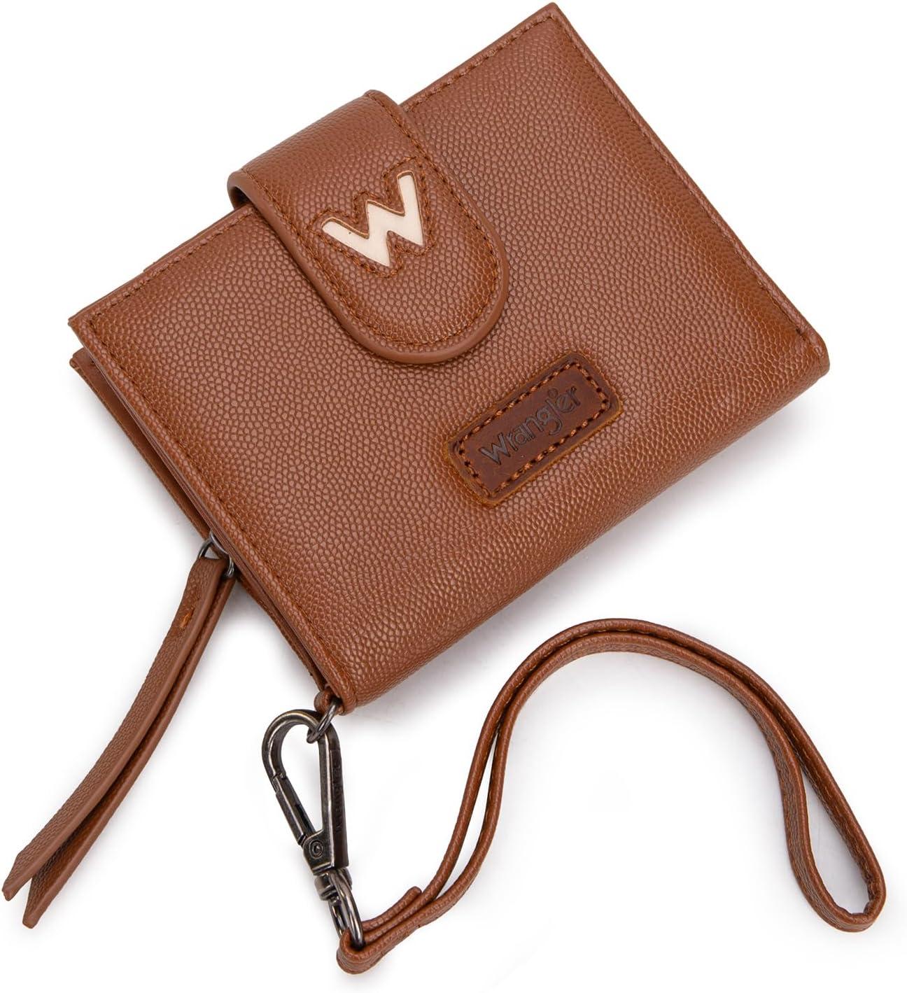 imageMontana West X Wrangler Small Wallets for Women Bifold RFID Blocking Wallets Compact Leopard Print Wallet with Removable ID WindowZBrown