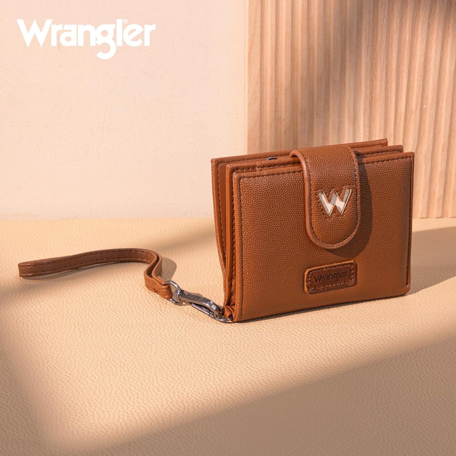imageMontana West X Wrangler Small Wallets for Women Bifold RFID Blocking Wallets Compact Leopard Print Wallet with Removable ID WindowZBrown