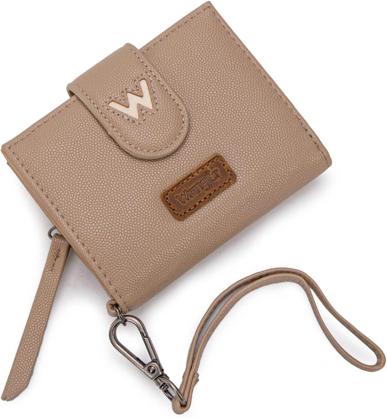 imageMontana West X Wrangler Small Wallets for Women Bifold RFID Blocking Wallets Compact Leopard Print Wallet with Removable ID WindowZKhaki