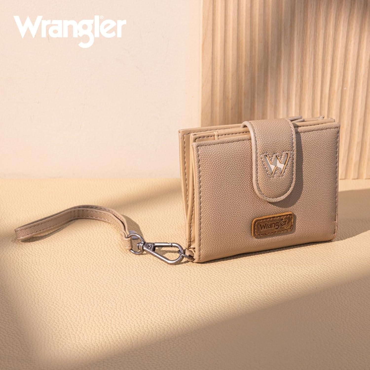 imageMontana West X Wrangler Small Wallets for Women Bifold RFID Blocking Wallets Compact Leopard Print Wallet with Removable ID WindowZKhaki