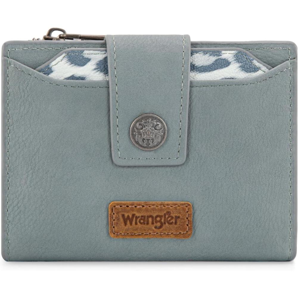 imageMontana West X Wrangler Small Wallets for Women Bifold RFID Blocking Wallets Compact Leopard Print Wallet with Removable ID WindowAJean