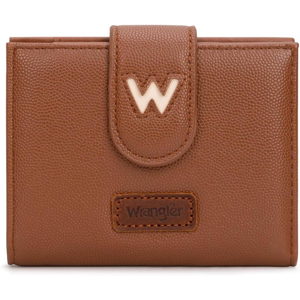 imageMontana West X Wrangler Small Wallets for Women Bifold RFID Blocking Wallets Compact Leopard Print Wallet with Removable ID WindowZBrown