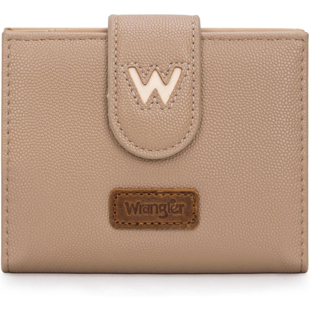 imageMontana West X Wrangler Small Wallets for Women Bifold RFID Blocking Wallets Compact Leopard Print Wallet with Removable ID WindowZKhaki