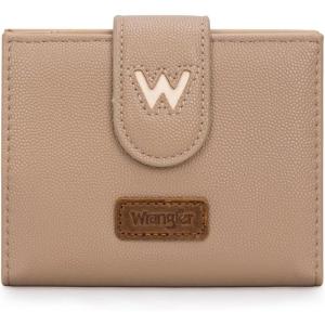 Montana West X Wrangler Small Wallets for Women, Bifold RFID Blocking Wallets Compact Leopard Print Wallet with Removable ID Window(Z-Khaki)
