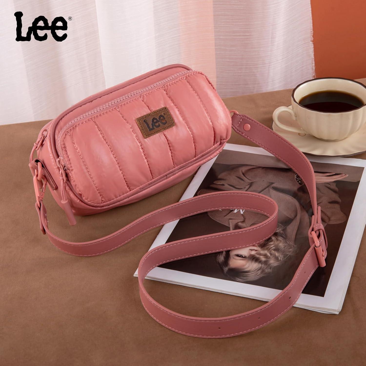 imageMontana West x Lee Puffer Crossbody Bags for Women Small Quilted Lightweight Waterresistant Purse with Adjustable Strap Puffer Small Quilted Lightweight WaterresistantDark Pink