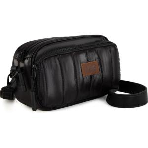 Montana West x Lee Puffer Crossbody Bags for Women Small Quilted Lightweight Water-resistant Purse with Adjustable Strap | Puffer, Small, Quilted, Lightweight, Water-resistant(Black)