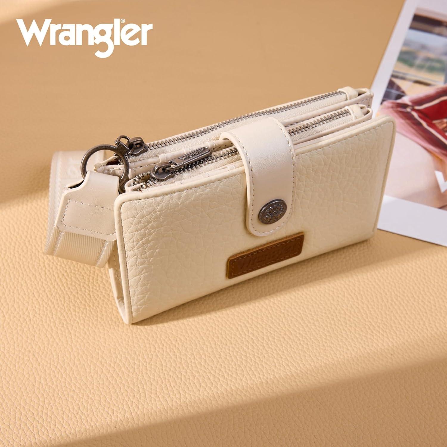 imageMontana West X Wrangler Wristlet Wallets for Women Small Bifold Wallets Rfid Blocking Large Capacity Ladies WalletBeige