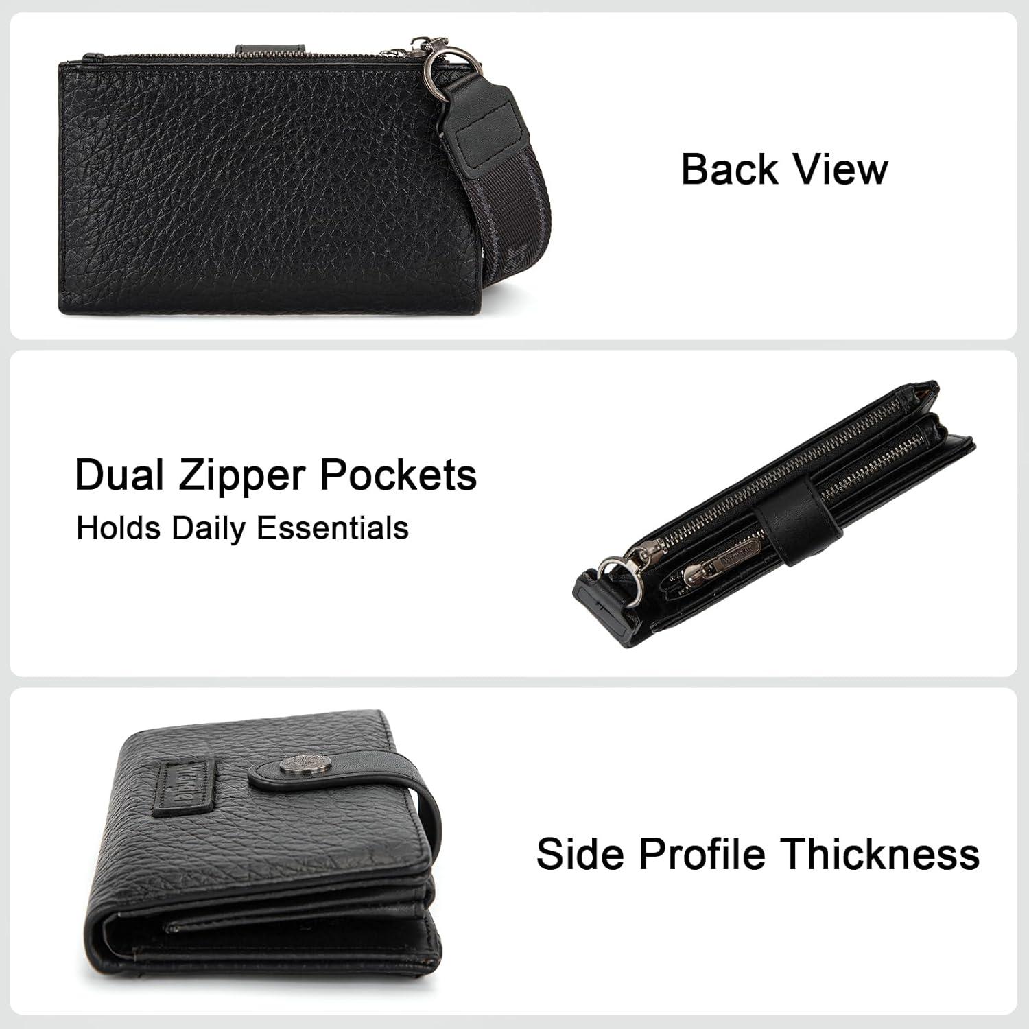 imageMontana West X Wrangler Wristlet Wallets for Women Small Bifold Wallets Rfid Blocking Large Capacity Ladies WalletBlack