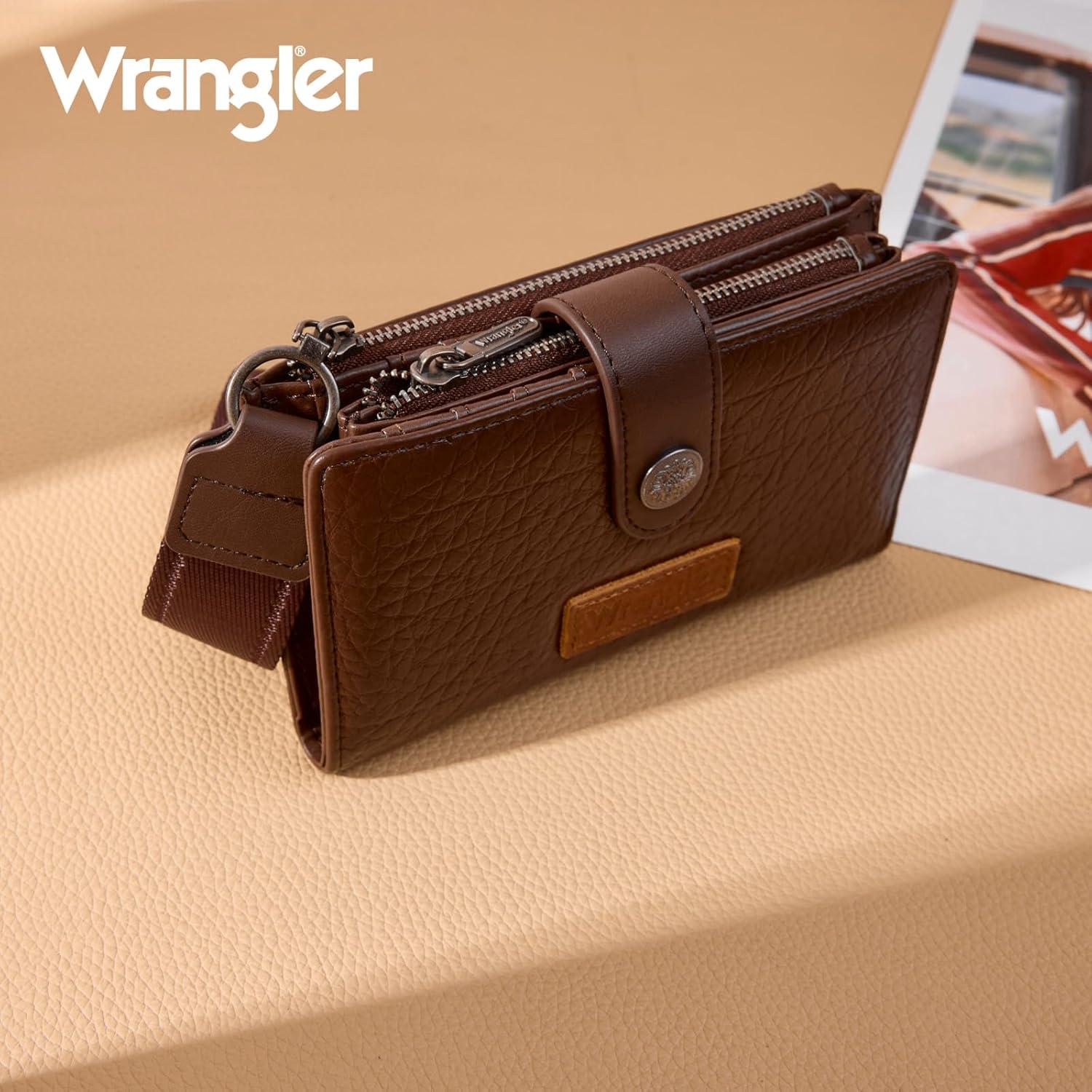 imageMontana West X Wrangler Wristlet Wallets for Women Small Bifold Wallets Rfid Blocking Large Capacity Ladies WalletCoffee