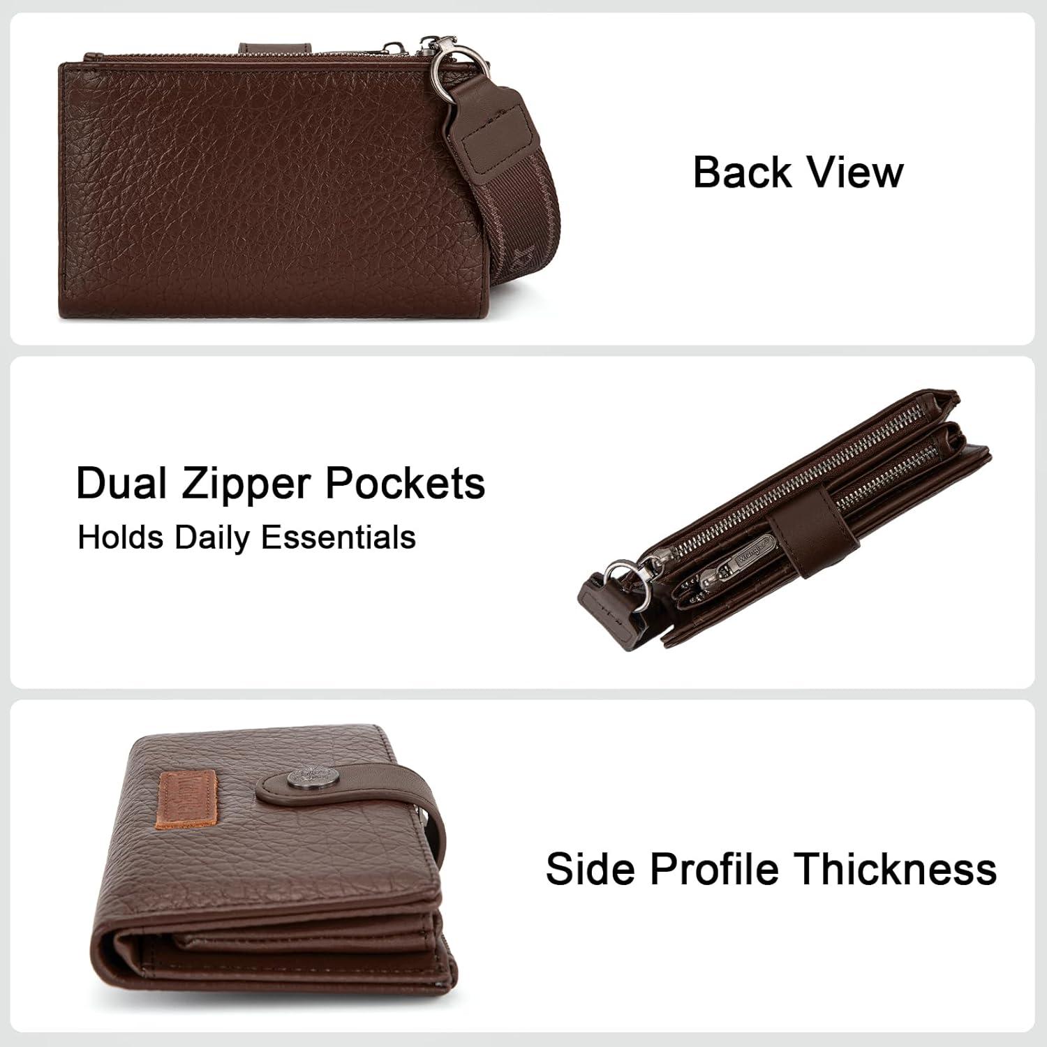 imageMontana West X Wrangler Wristlet Wallets for Women Small Bifold Wallets Rfid Blocking Large Capacity Ladies WalletCoffee
