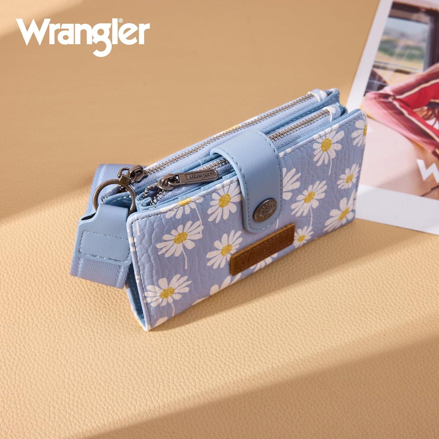 imageMontana West X Wrangler Wristlet Wallets for Women Small Bifold Wallets Rfid Blocking Large Capacity Ladies WalletFlowerjean