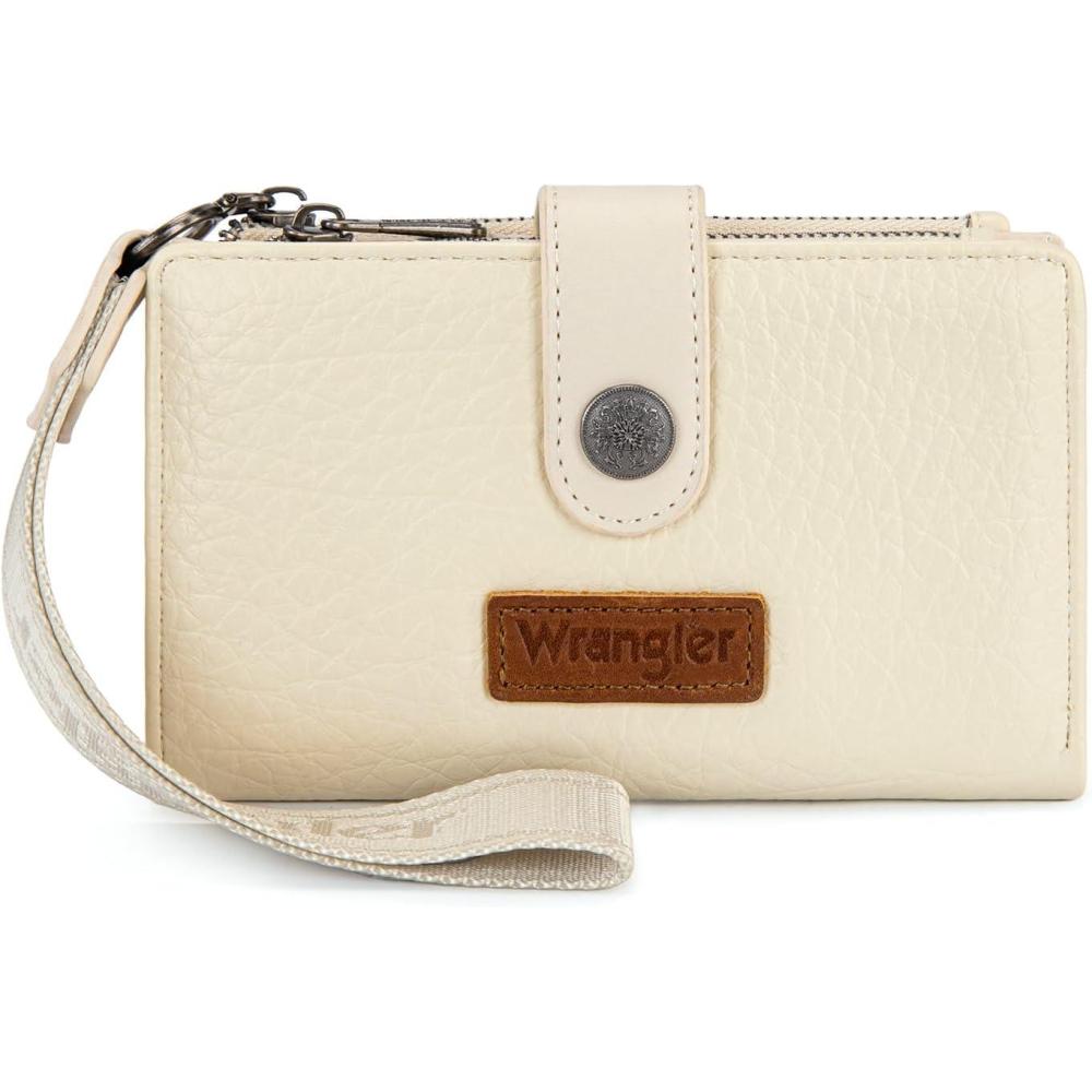imageMontana West X Wrangler Wristlet Wallets for Women Small Bifold Wallets Rfid Blocking Large Capacity Ladies WalletBeige