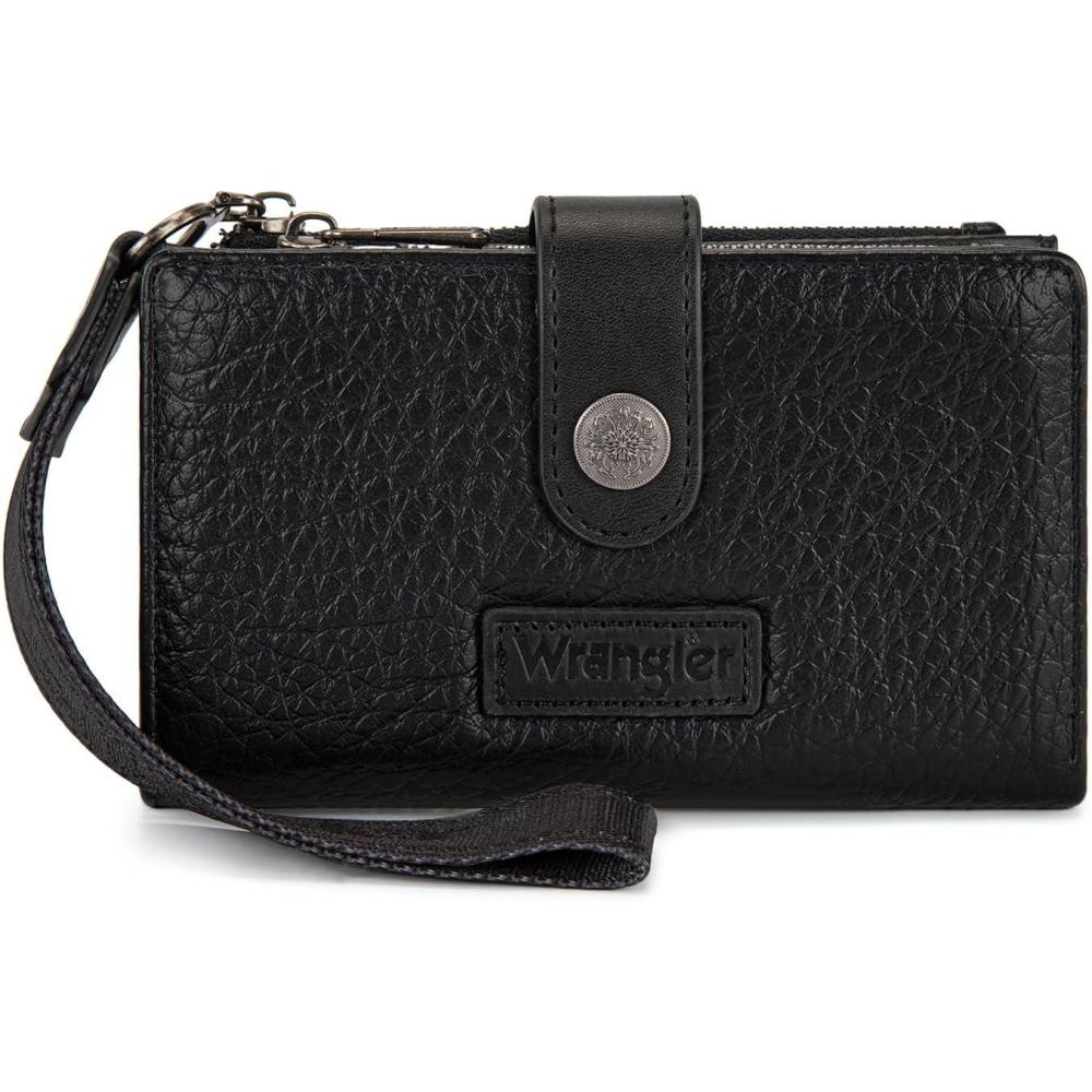 imageMontana West X Wrangler Wristlet Wallets for Women Small Bifold Wallets Rfid Blocking Large Capacity Ladies WalletBlack