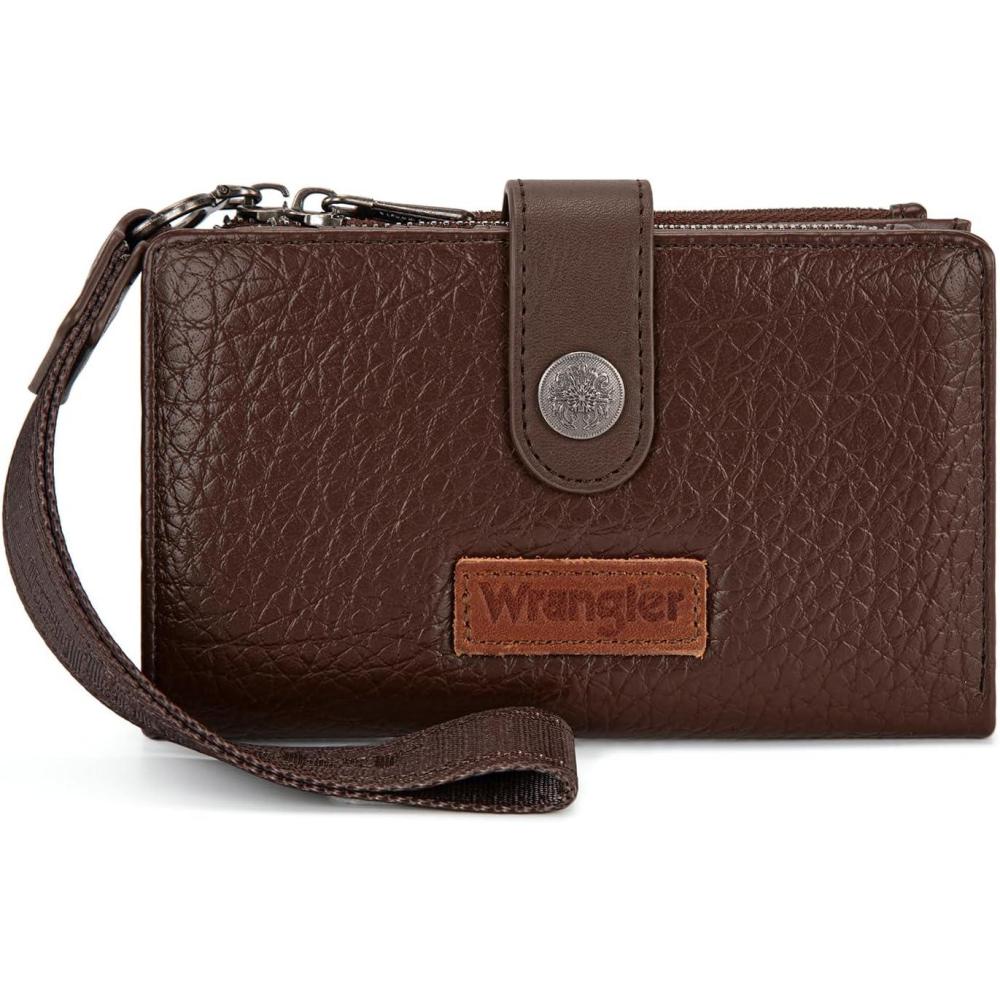 imageMontana West X Wrangler Wristlet Wallets for Women Small Bifold Wallets Rfid Blocking Large Capacity Ladies WalletCoffee