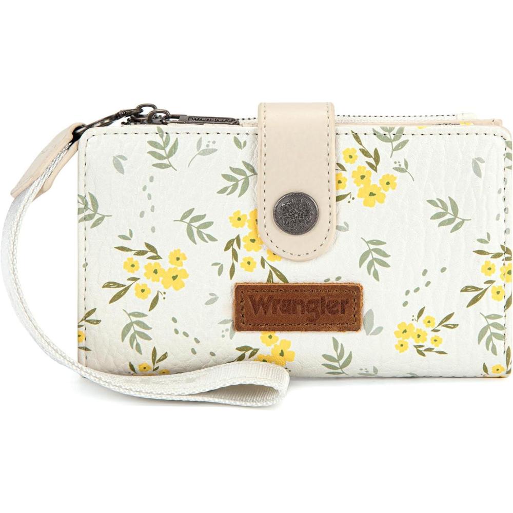 imageMontana West X Wrangler Wristlet Wallets for Women Small Bifold Wallets Rfid Blocking Large Capacity Ladies WalletFlowertan
