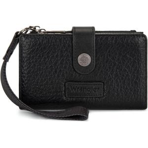 Montana West X Wrangler Wristlet Wallets for Women Small Bifold Wallets Rfid Blocking Large Capacity Ladies Wallet(Black)