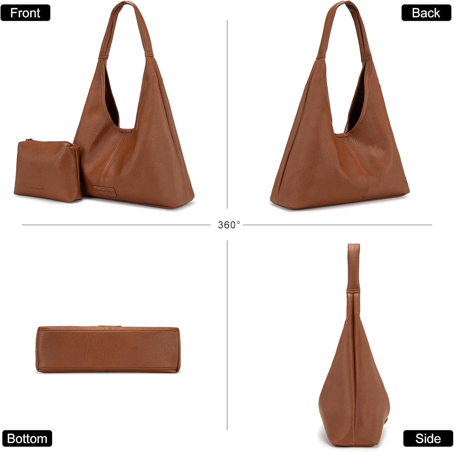 imageMontana West Hobo Bag Purses for Women Slouchy Soft Shoulder Handbags Tote with PouchBrown