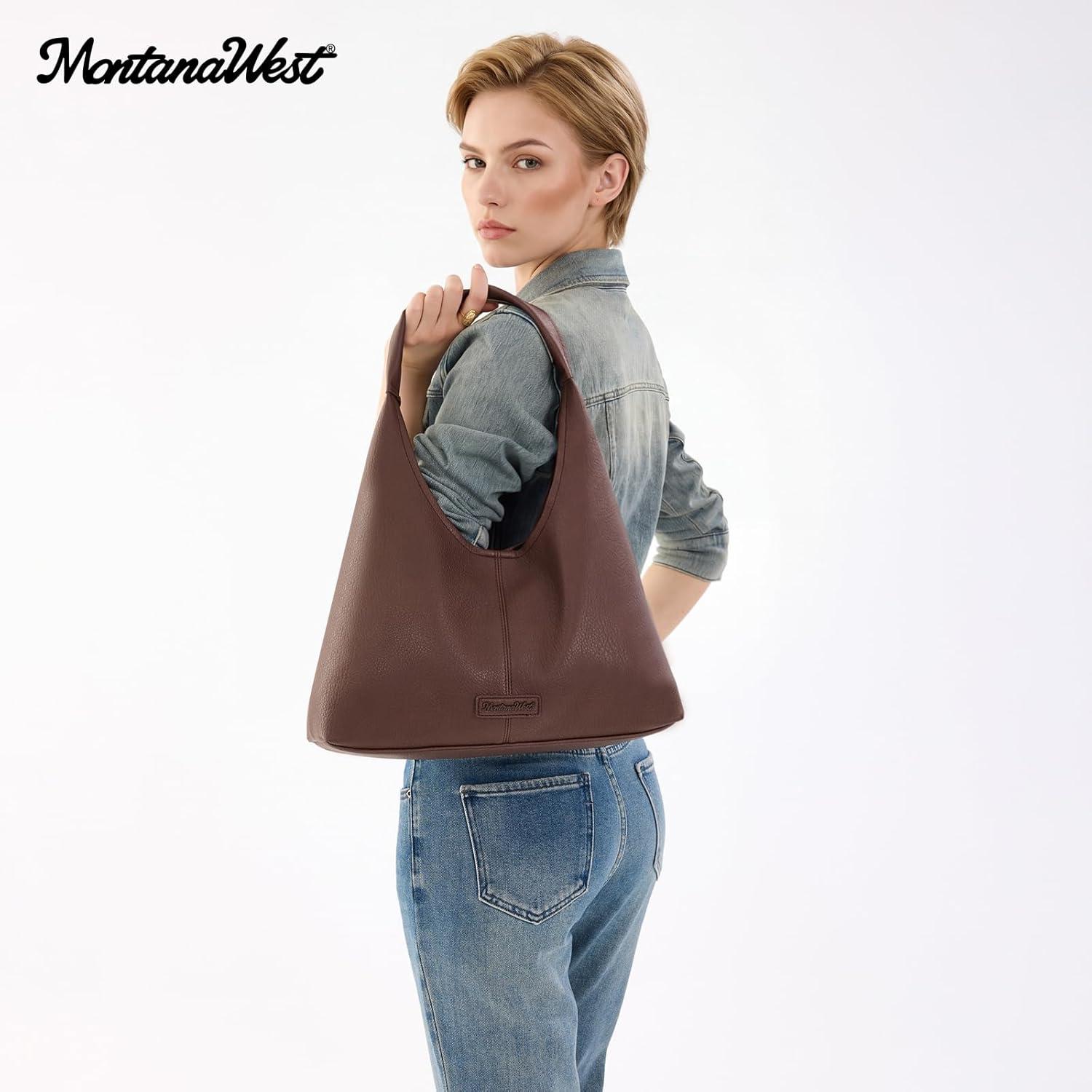 imageMontana West Hobo Bag Purses for Women Slouchy Soft Shoulder Handbags Tote with PouchChocolate