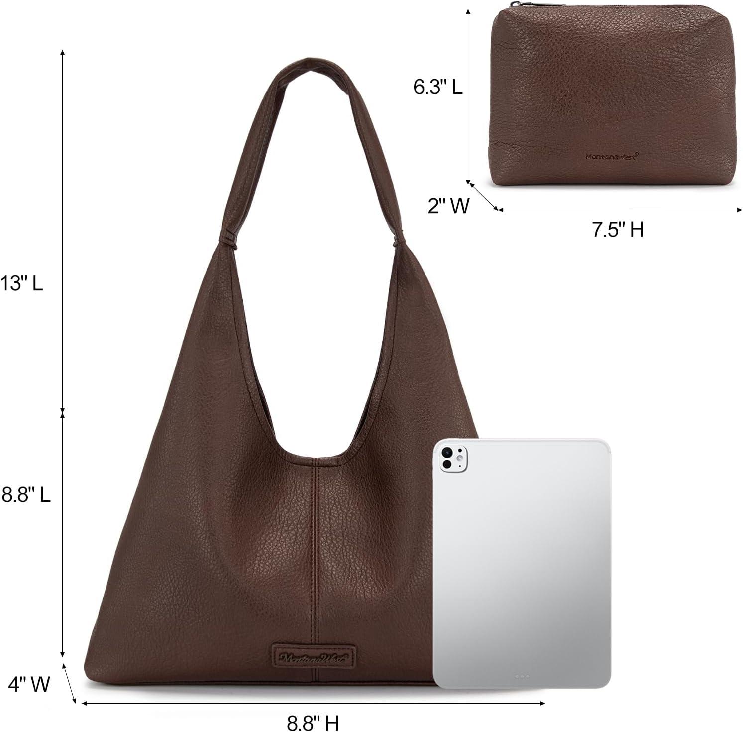 imageMontana West Hobo Bag Purses for Women Slouchy Soft Shoulder Handbags Tote with PouchChocolate